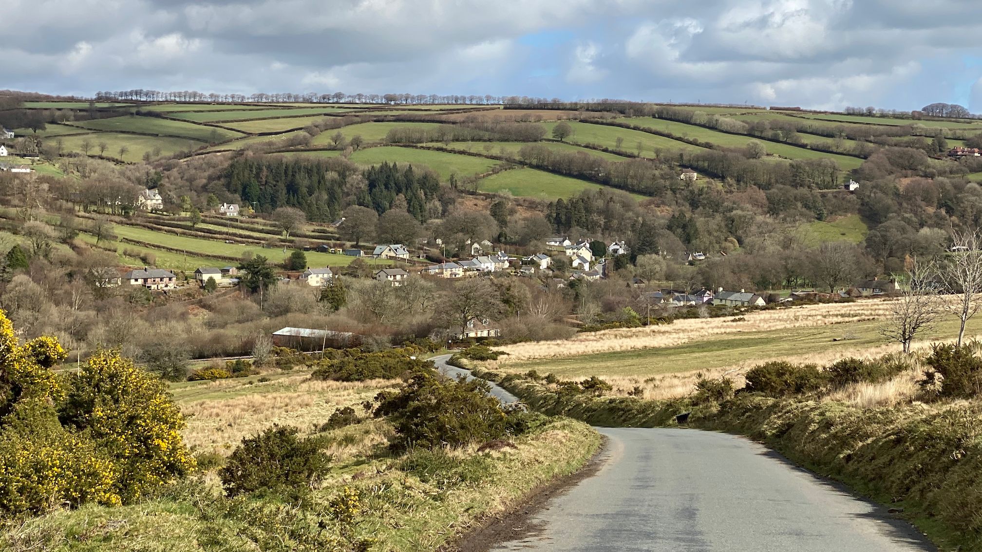 Rolling hills and moorland of Exmoor National Park near Withypool